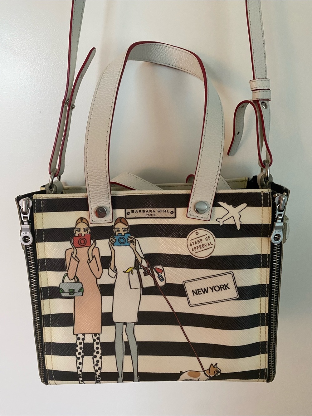 Barbara Rhil - Striped Crossbody Satchel in Black & Cream